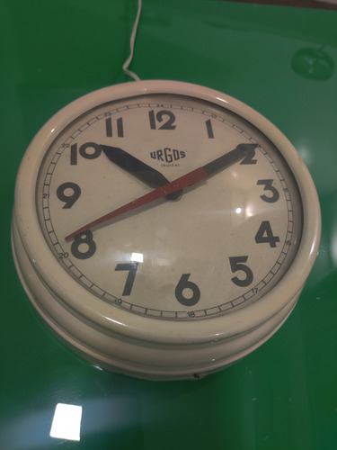 Antiguo Reloj Electrico De Pared Vidrio Curvo Urgos 20 Cm