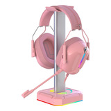Tupargo G2s - Soporte De Auriculares Rosa Para Juegos Con Lu