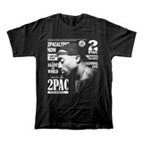 Camiseta Algodón Peinado Estampado Rapero 2pac Tupac Shakur