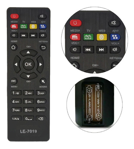 Controle Remoto Para Conversor Tv Smart Aquario 2000 Stv 4k