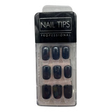 Unhas Postiças Média Autocolante Azul Escuro Nail Tips 