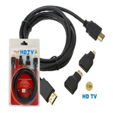 Cable Hdmi 3en1 Con Micro Hdmi Y Mini Hdmi 1.5m Full Hd