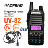 Walkie Talkie Baofeng Uv82 De Longo Alcance Uhf Vhf Com Fone Bandas De Freqüência Uhf Vhf Cor Preto