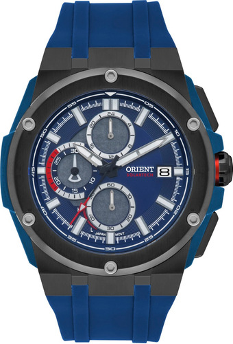 Relógio Orient Masculino Solartech Cronógrafo Mtspc014 Azul Cor Do Bisel Preto