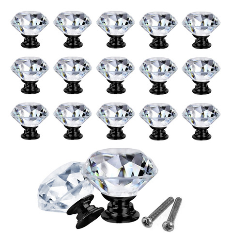 Tirador Cristal Forma Diamante Para Cajón Armario 15pcs