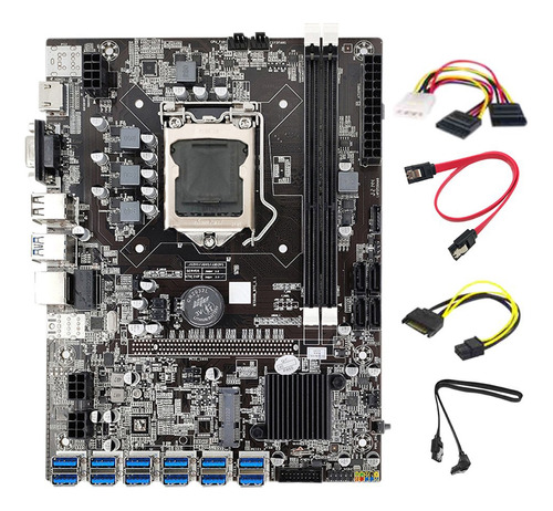 Placa Base Minera B75 Btc, Cable 12 Pcie A Usb Lga1155+4 Pi