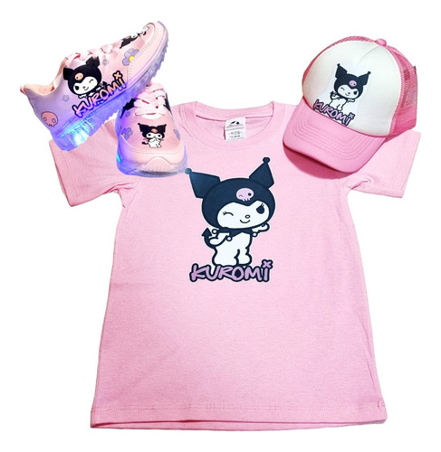 Tenis Luces Leds,gorra Y Playera Combo Kuromi