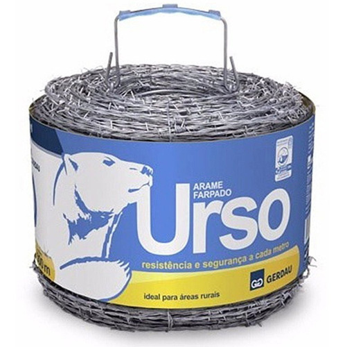 Arame Farpado Gerdau 400m Urso Para Cercas 1,6mm Galvanizado