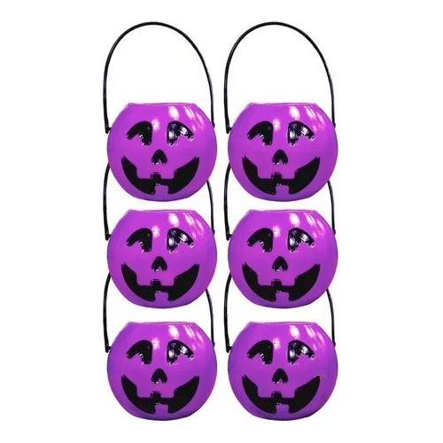 Calabazas Carameleras Chicas Violetas C/mango X 6 Halloween