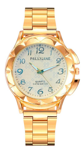 Relógio Feminino Analógico Estiloso Elegante + Caixa Lindo Cor Do Fundo Branco/dourado