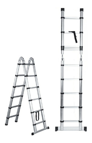 Escalera Aluminio Telescópica Plegable 2x6 Escalones 3.80mts
