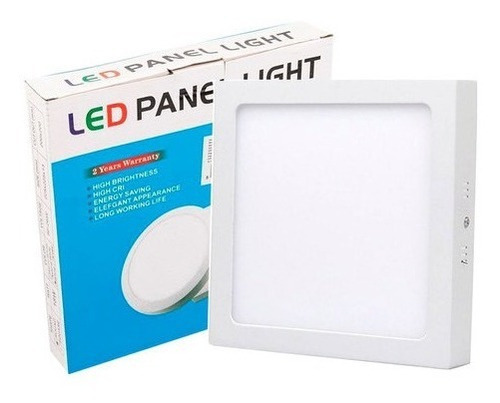 Plafon Panel Led 18w Aplicar Cuadrado 22x22cm Color Blanco Color De La Luz Fria - 6400k