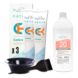 Kit 3 Tintura Nov Native + Oxidante Nov 900ml + Accesorios