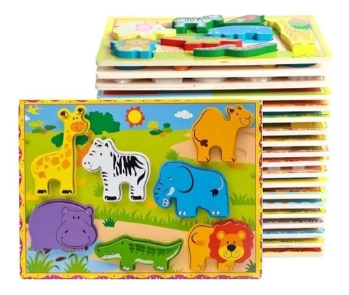 Puzzle Encaje Rompecabeza Juguete De Madera Didáctico 3 Set