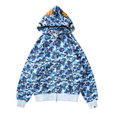 Shark Head Bape Chaqueta Moda Calle Casual Suéter De Algodón