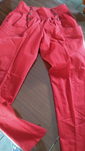Pantalon Babucha Rojo Alforzado Con Broches T 42/44