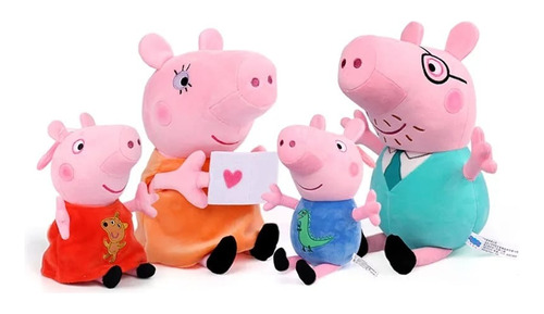 Set 4 Peluches Peppa Pig, George, Mamá Y Papá Cerdito