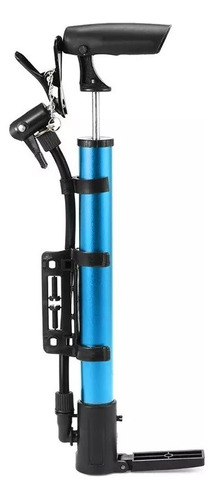 Inflador Portatil De Aluminio Para Bici Moto Pico Adaptador Color Azul
