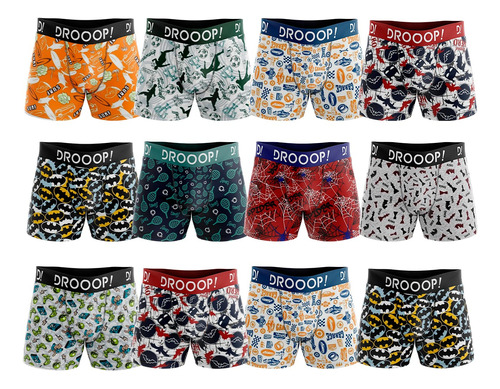 Kit 12 Cuecas Infantil Boxer Droop! - Lindas