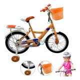 Bicicleta Infantil Entrenadora R-16 Canasta Asiento V-brakes Color Naranja Tamaño Del Cuadro 16
