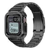 Malla Y Funda Para Iwatch 45mm Series 9/8/7 Metalica Negra