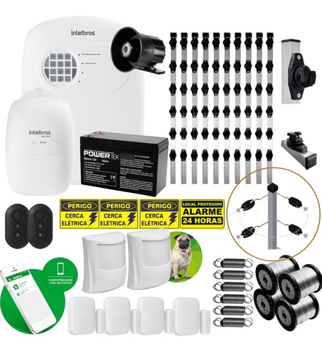 Kit Intelbras Alarme E Cerca Elétrica Industrial 100m 4 Cant