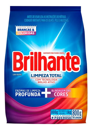 Sabão Em Pó Brilhante Limpeza Total 800gr