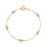 Pulseira Infantil Delicada Com Perola Banhada A Ouro 18k