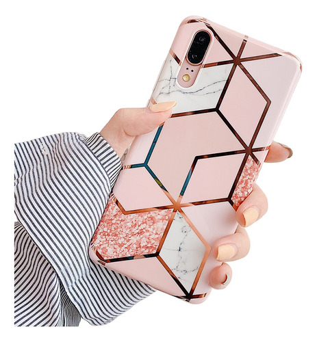 Funda Mármol Flores Galaxia Diamante Láser Para Huawei