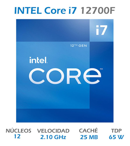 Procesador Gamer Intel Core I7-12700f Bx8071512700f  De 12 Núcleos Y  4.9ghz De Frecuencia Con Gráfica Integrada