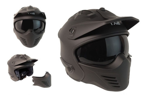 Casco Tx2 Cafe Racer Certificado Ece Modular Visera Y Gafas