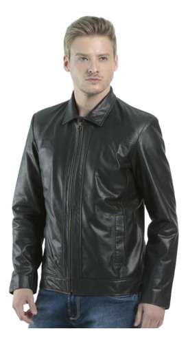 Jaqueta De Couro Bovino Masculina Badana Kraky Preto 