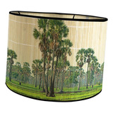 Tambor Lâmpada Sombra De Bambu Tons E27 Quarto Japonês