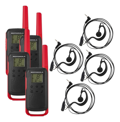 4 Radio Comunicador Motorola T210br Uhf Com Fones Microfone