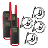 4 Radio Comunicador Motorola T210br Uhf Com Fones Microfone