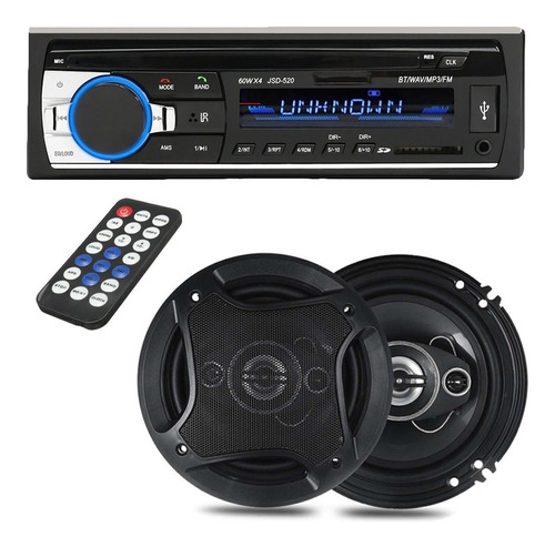 Combo Stereo Bluetooth Usb Fm Mp3 + Parlantes 16 Cm 500w