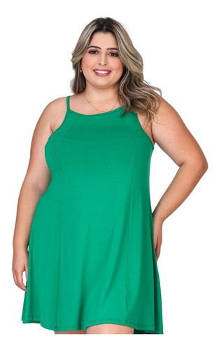 Roupas Plus Size Vestido Curto Soltinho Rodado Malha Verão