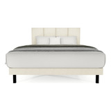 Cama Recamara Base Box Madera Tapiz Napole Matrimonial Beige