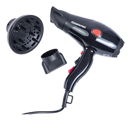 Secador De Pelo Profesional Super Compact 3900 Teknikpro Color Negro