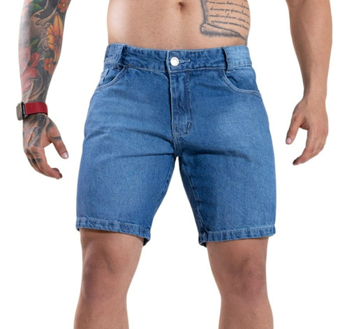 Bermuda Jeasn Curta Básica Mauricinho Shorts Jeans 100%