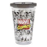 Vaso Marvel Doble Pared Con Bombilla 450 Ml Color Gris Oscuro