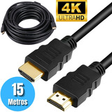 Cabo Hdmi Gold 15m Metros Mts 4k 3d Full Hd Blindado Tv Pc