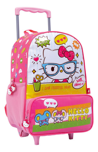 Mochila Hello Kitty Con Carro 16 Pulgadas 74303 Diseño De La Tela Bolsillo Rosa