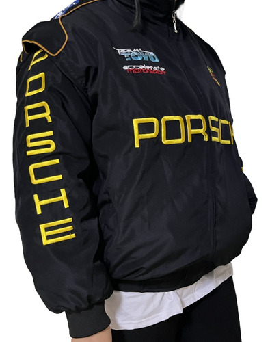 Chaqueta De Moto Carreras Bordada Otoño Equipo Retro Porsche