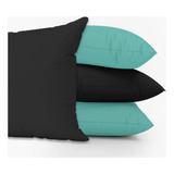 Kit Capas Almofadas Decorativas Duplas Lisas 45x45 Id Decor Cor Azul Tiffany E Preto