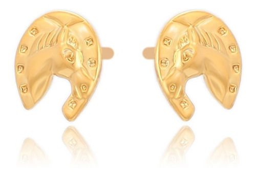 Aretes Caballo Herradura Oro 24k Lam Equino Suerte Regalo