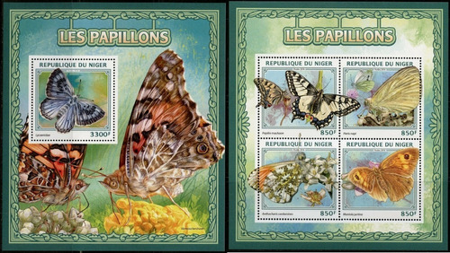 2016 Insectos- Mariposas- Rep Niger (2 Bloques) Mint