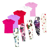 Conjunto Leggin E Blusa Curta Infantil Meninas Kit 5 Conjun