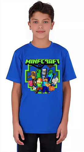 Polera Niños Diseño Minecraft Estampada Dtf Cod 001