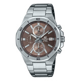 Reloj Hombre Casio Edifice Efv-640d-5a Joyeria Esponda Color De La Malla Plateado Color Del Bisel Plateado Color Del Fondo Marrón